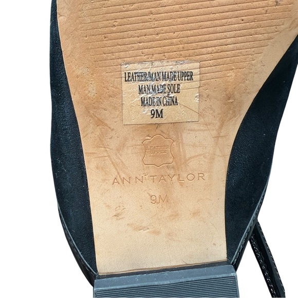 Ann Taylor Vanna Suede Patent Leather Slingback Bow Chic Evening Flats Size 9 - Picture 11 of 13